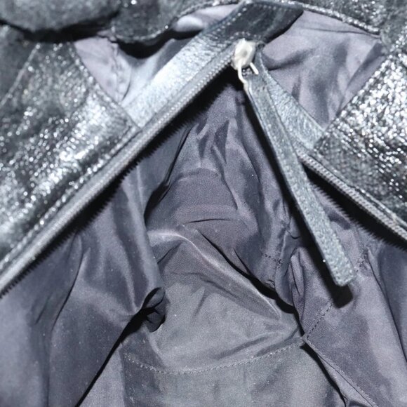 CHANEL Paris Biarritz MM Tote Bag Coated Canvas Black Silver CC Auth bs19293 - Picture 11 of 16